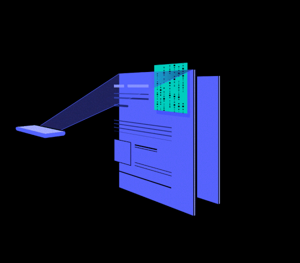 The projection splits into leaves as the panel rises to the top edge — dark mode
