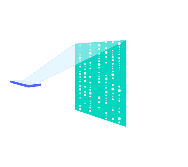 The beaded panel takes over the whole projection — light mode